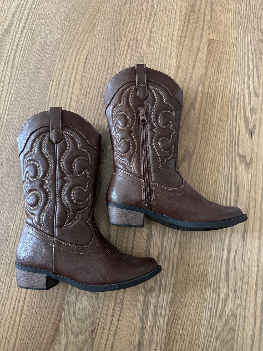 Cat & Jack Brown Kids' Western Zip-Up Boots